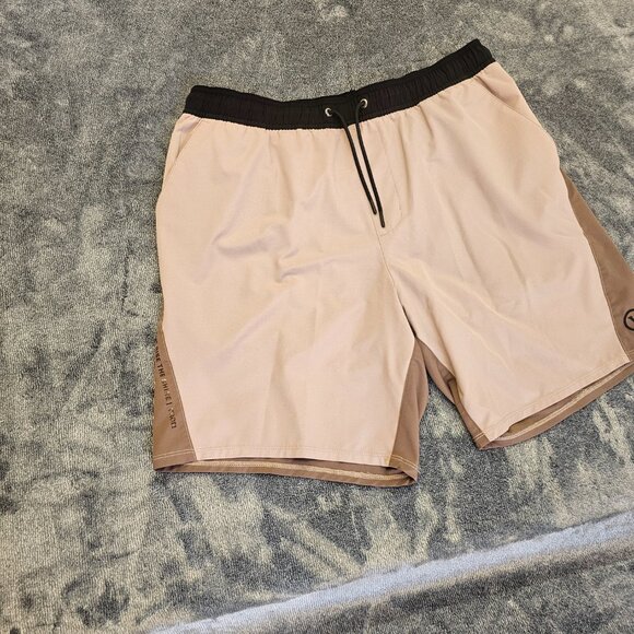 Vuori Men's Athletic Shorts in Cream and Brown - Picture 3 of 11